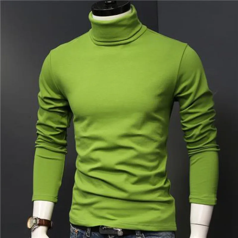 Spring Autumn Winter Men\'s Bottom Shirt High Elasticity Men\'s Casual Long Sleeve Sports Turtleneck Quality Tops