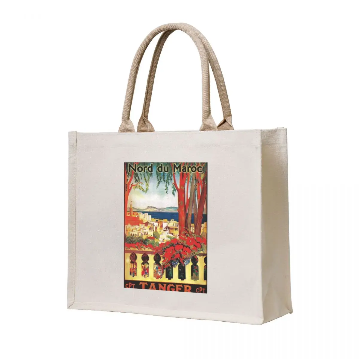 

Moroccan Travel Poster: Tangier Tote Bag Women's handbag Lady bags Canvas shoulder bag Handbags women