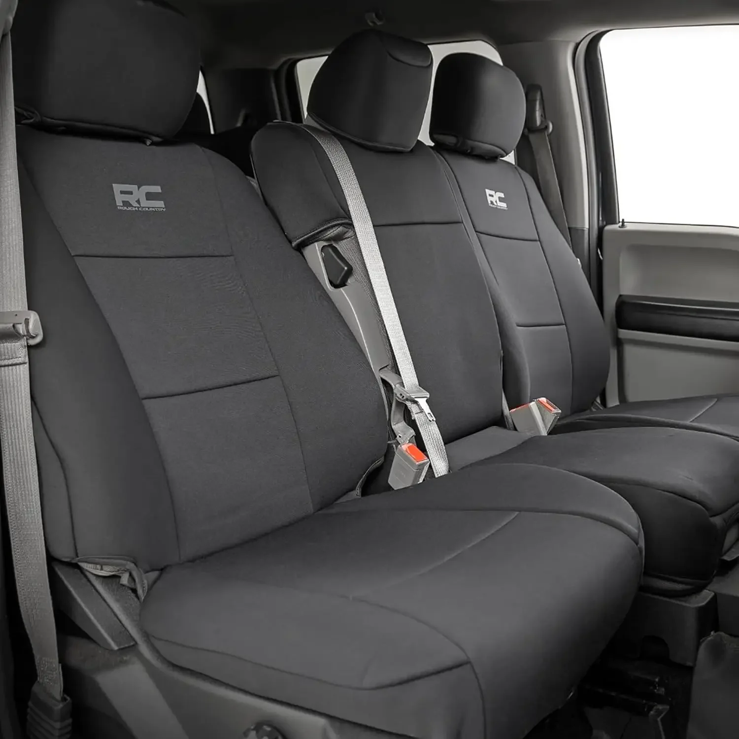 Neoprene Front & Rear Seat Covers for Ford F-150, Lightning, F-250 & F-350 (2015-2026) Crew Cab w/Front Bench Seat & Rear