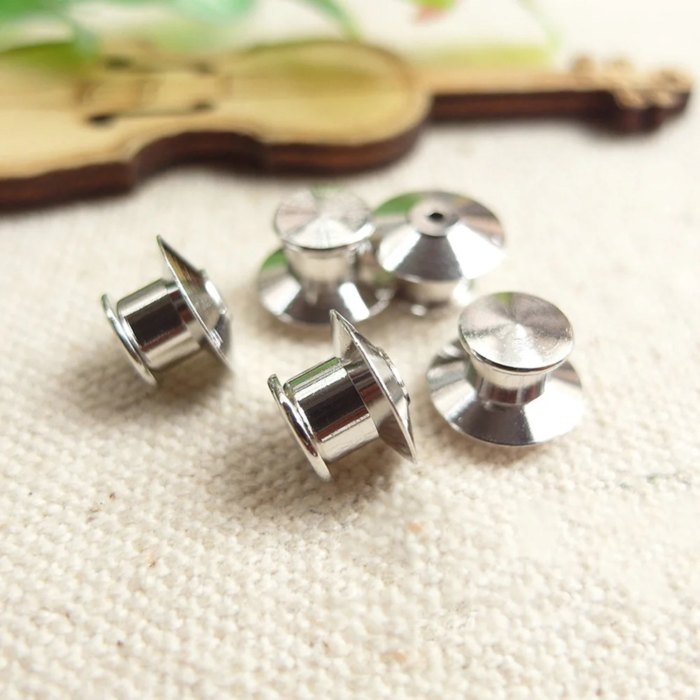 

25pcs Chest Pin Clip Accessories Flat Round Locking Clasp Metal Pin Backs Keepers For Brooch Replacement Badge Holder Sewing