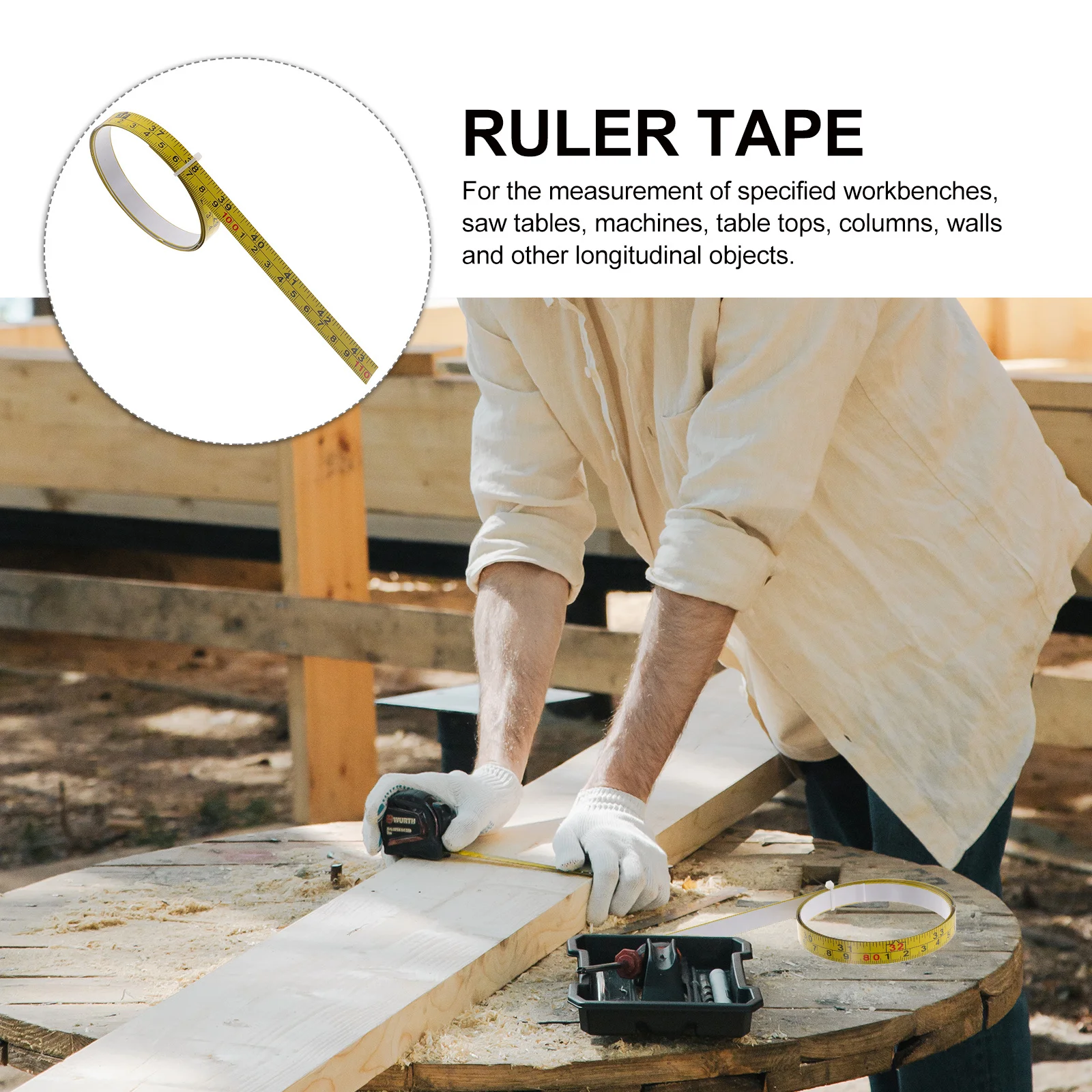 

2Pcs Adhesive Tape Measure Premium Steel Ruler for Saw Tables Walls Self-Adhesive Measuring Tool with Clear Graduations