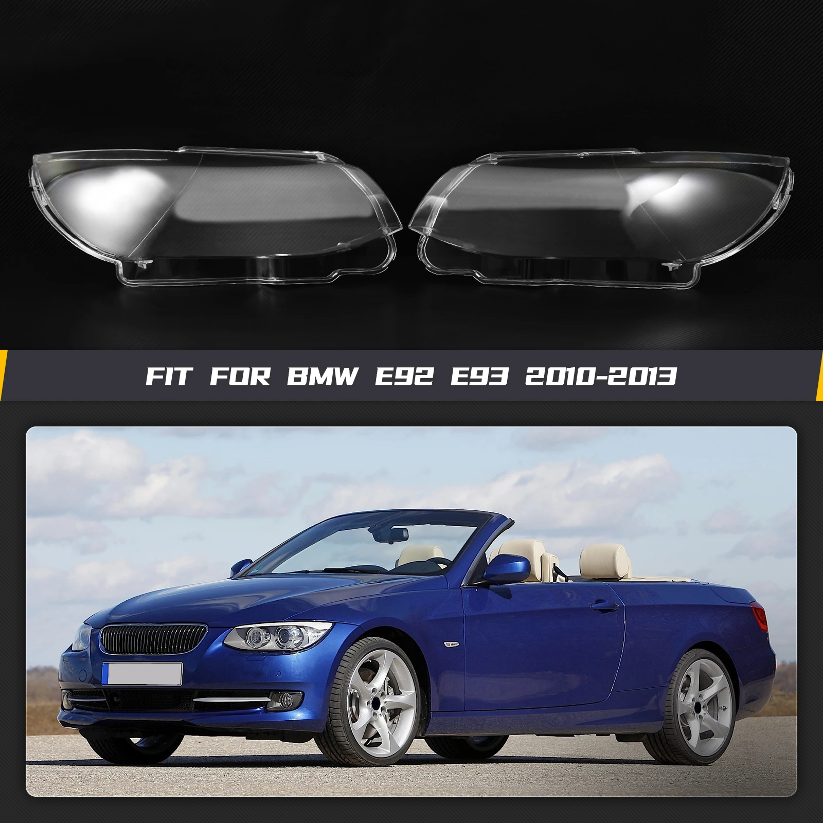 

2x Car Front Headlight Lens Cover For BMW 3 Series E92 E93 Coupe Convertible 2010-2013 LCI Facelifted Lampshades Glass Lampcover