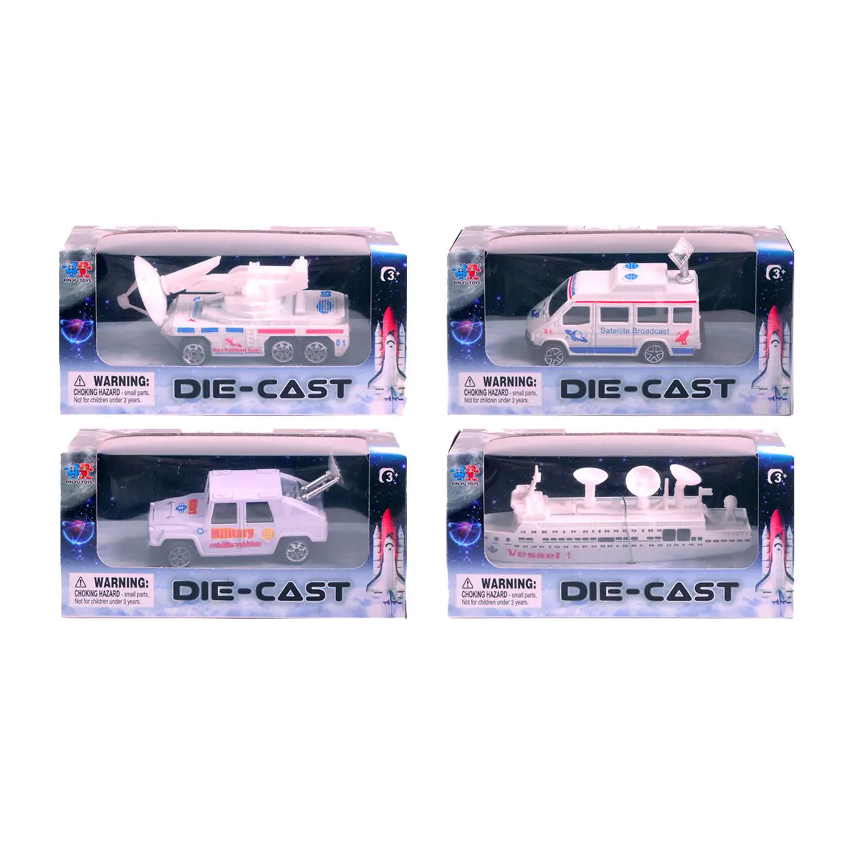 Die-cast space car toy satellite broadcasting car boat