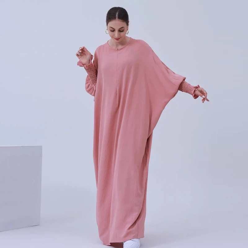 Wrinkle Soft Crepe Prayer Clothes Abaya Dubai Kaftans Saudi Arabia Turkey Islam Muslim Maxi Dress Djellaba Robe Femme Musulmane