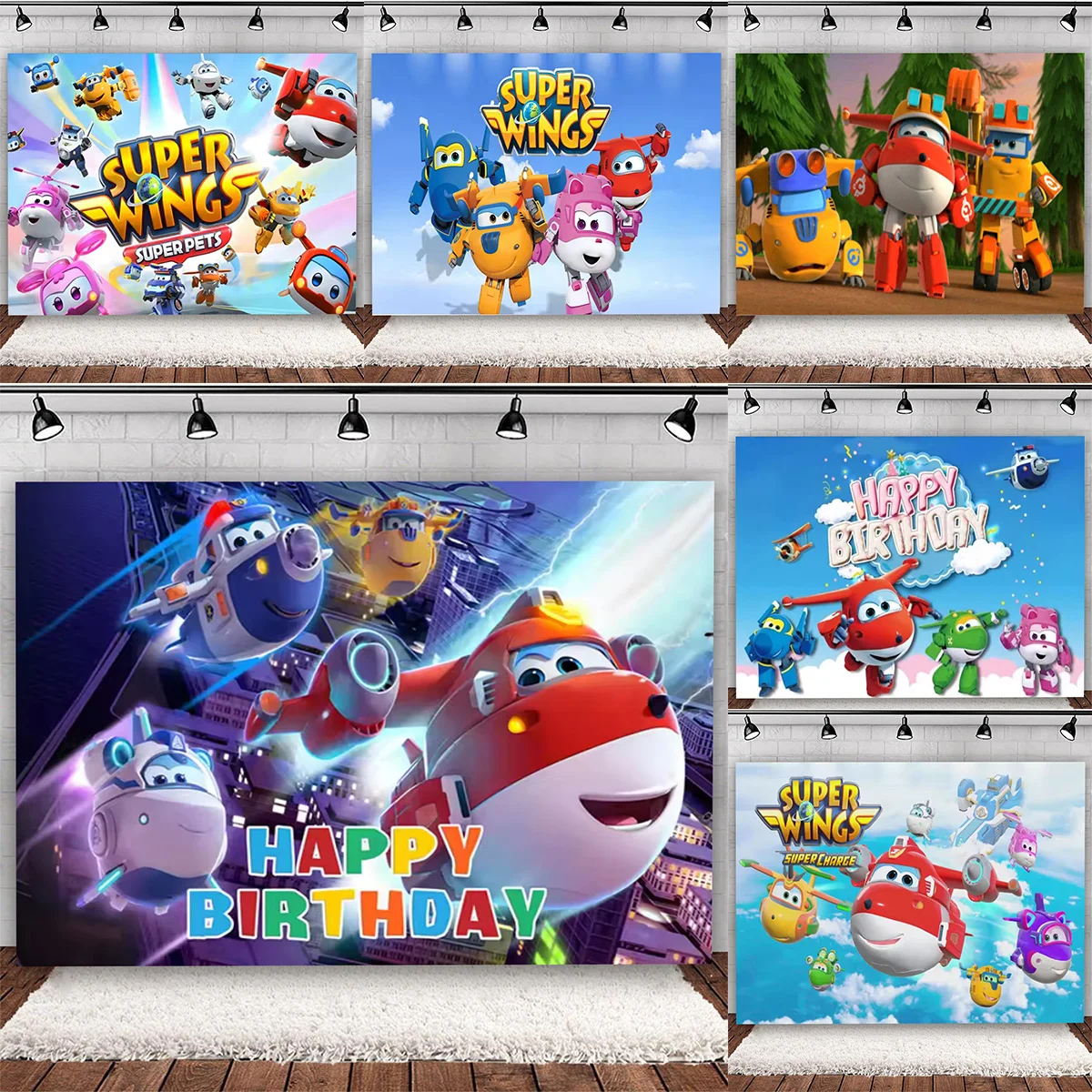 

Super-wings Theme Birthday Party Decoration Cartoon Super wing Background Banner Party Photo Prop Decoration for Kid Baby Shower