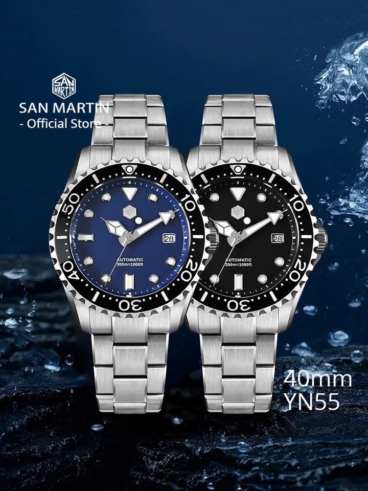 サンマーティン 44mm ダイバーウォッチ 自動巻き サファイアガラス 30Bar