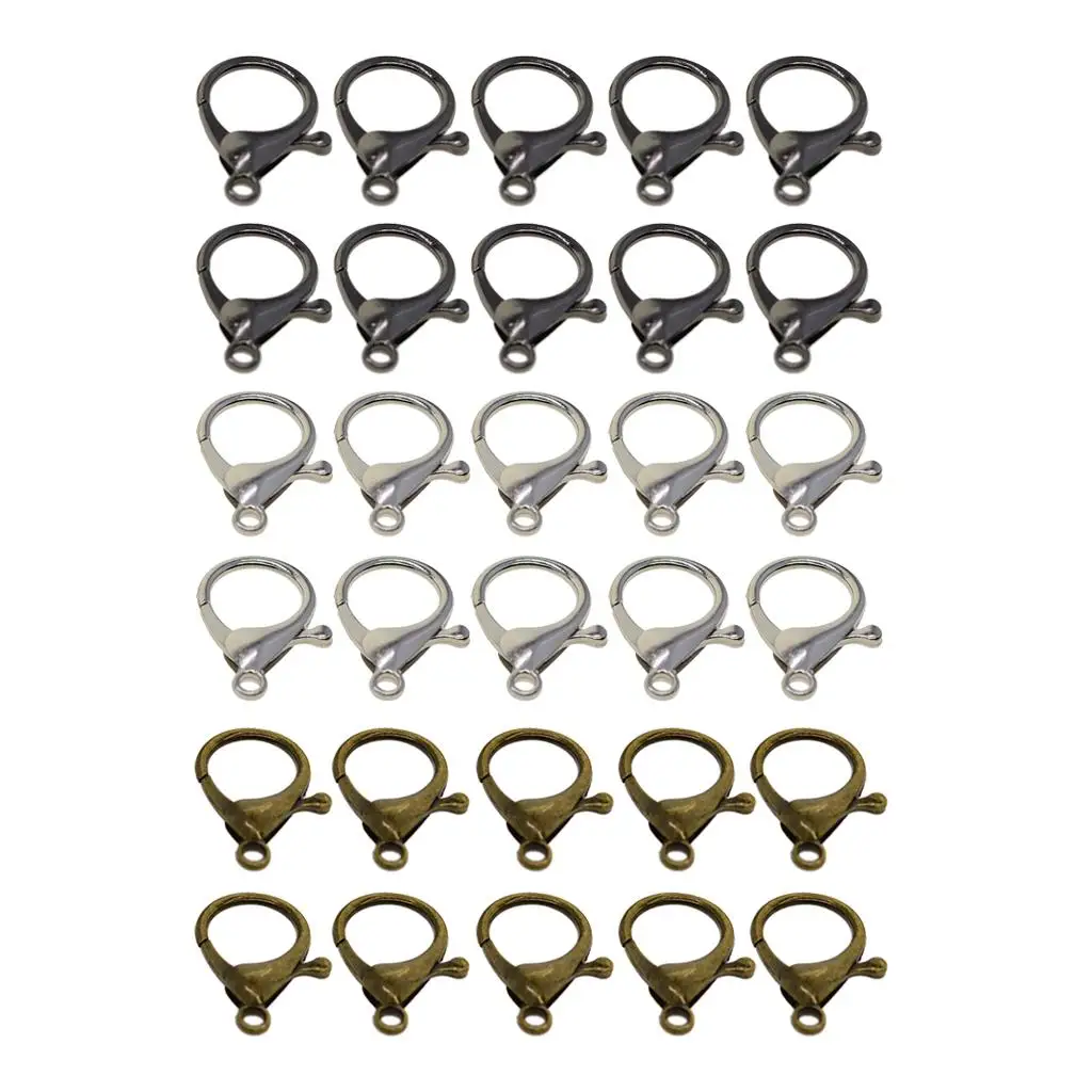 

30 Sets Large Curved Lobster Clasps Jewelry Findings DIY Key Rings Crafts