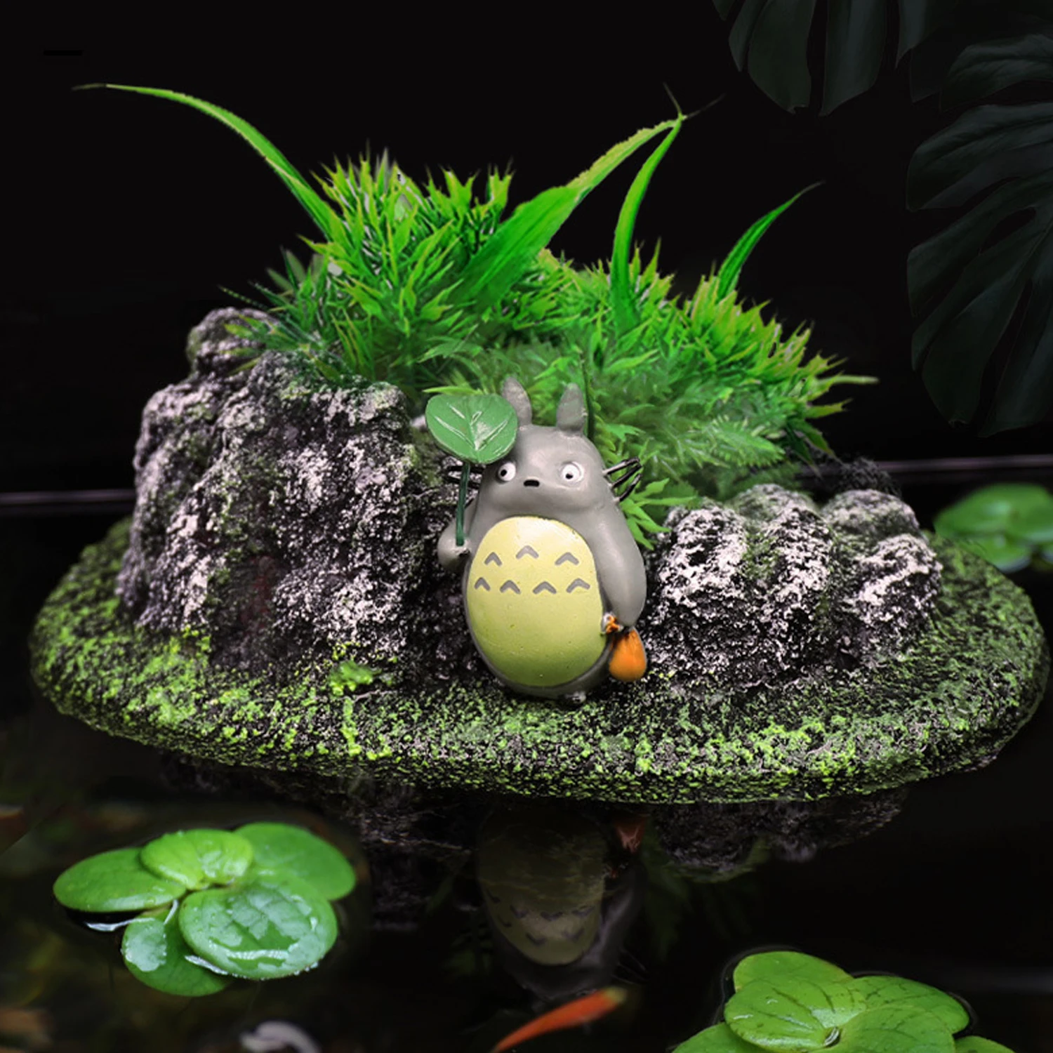 Suspended Island Fish Tank Decorative Creative Floating Stone Simulation Plants Caverns Crafts Ornaments Aquarium Accessories