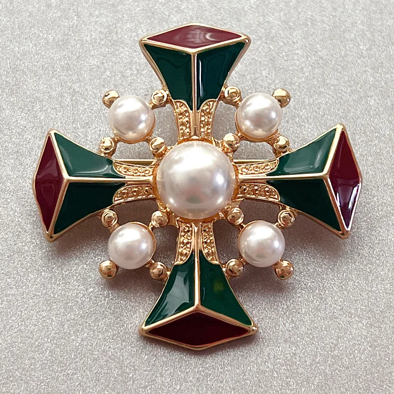 Broche de palacio Retro para mujer, alfileres de joyería de moda con perlas esmaltadas, accesorios