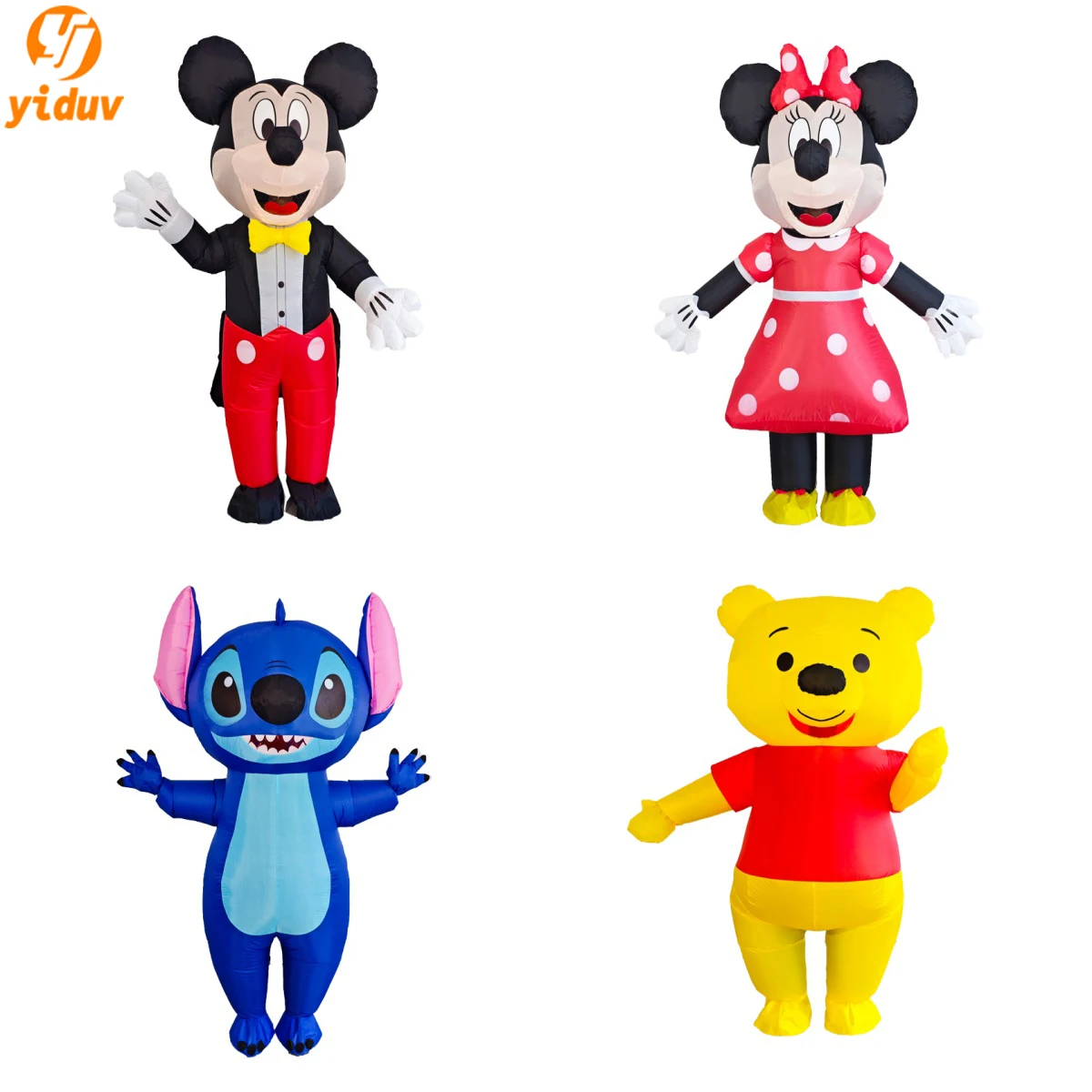 نفخ ديزني ميكي ميني ماوس زي التميمة تأثيري الكبار أنمين شخصية كرتونية الأزرق ليلو وستيتش دور اللعب ضربة U