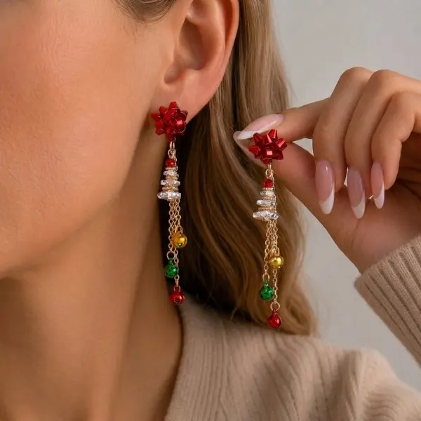 Women's Gold Plated Snowflake Dangle Earrings
