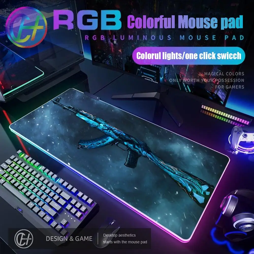 RGB LED Cs Go Mouse Pad Gaming Custom HD New Home XXL MousePads Non-Slip Natural Rubber Carpet Office Laptop Mouse Mat HYBXAXC