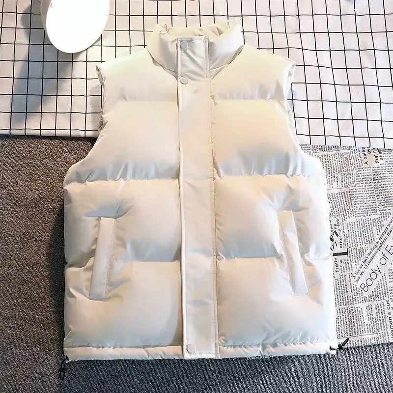 

Men Vest Jacket Autumn Winter Big Size Down Vest Jacket Sleeveless Jacket Solid Color White Puffer 2025 Streetwear Fashion Men