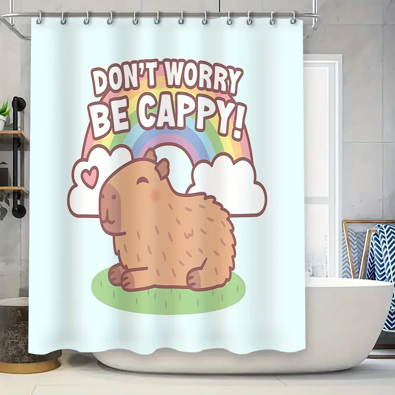 

Симпатичная занавеска для душа с капибарой, забавный подарок для любителей животных, декор для ванной комнаты, тропический принт дикой природы, современный фермерский дом, эстетический дом