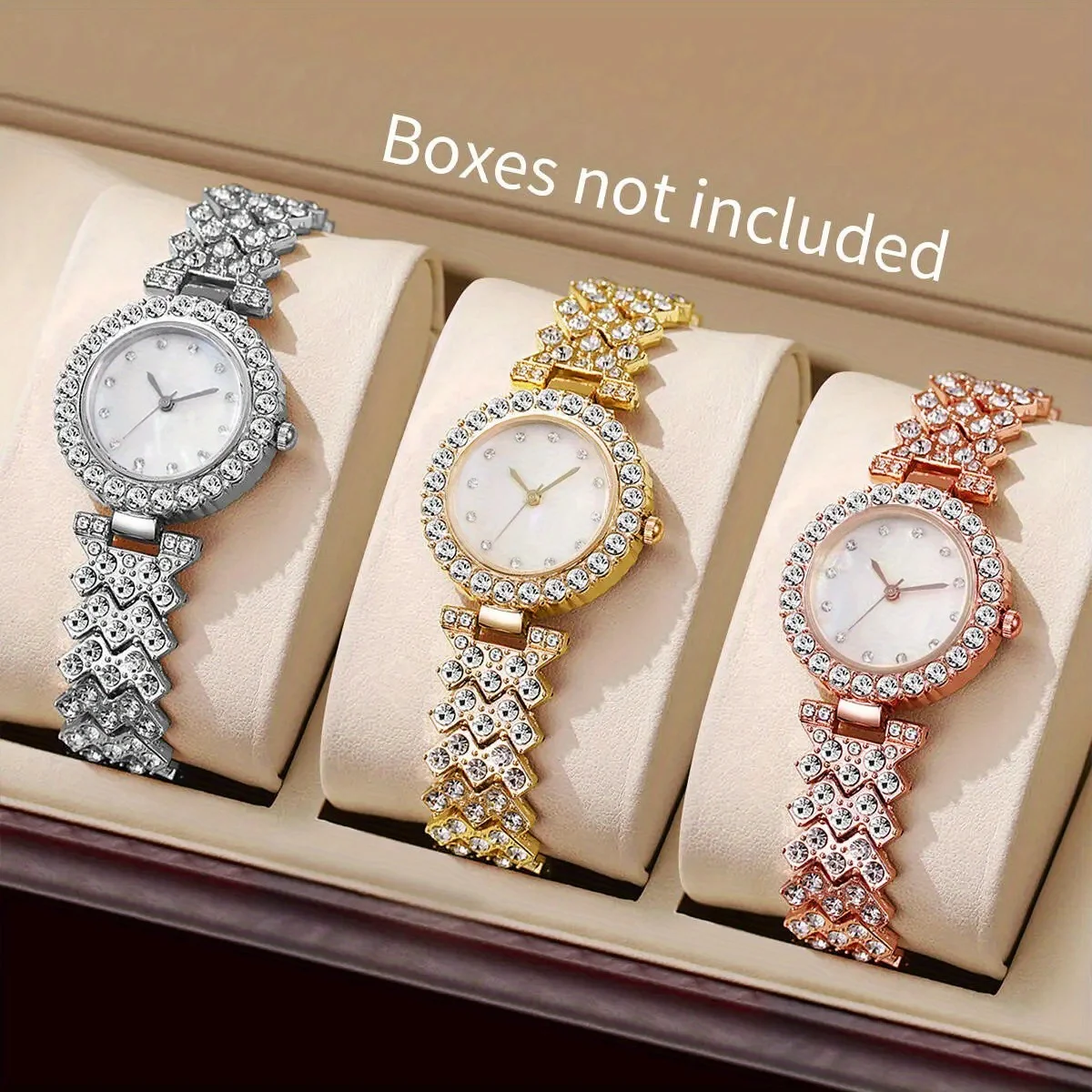 3PCS Elegant Rhinestone Women's Watches Set Luxury Quartz Wristwatches with Alloy Case & Strap Reloj Mujer Clock（Without Box）