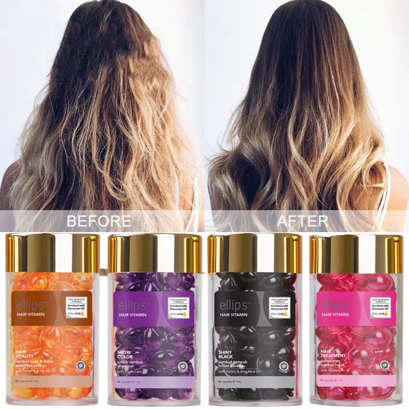 

1Bottle Ellips Hair Vitamin Oil Capsule for Hair Care Repair Frizz Damaged Anti Loss Mask Smooth Silky Essence Vitamin Oil