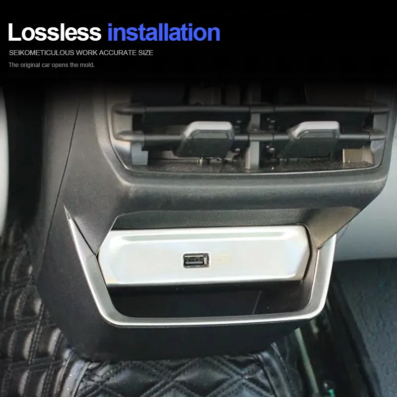 Car Rear Air Vent USB Covers Frame Stainless Steel Decoration Protective Parts For Geely EMGRAND 2022-2024 Interior Accessories