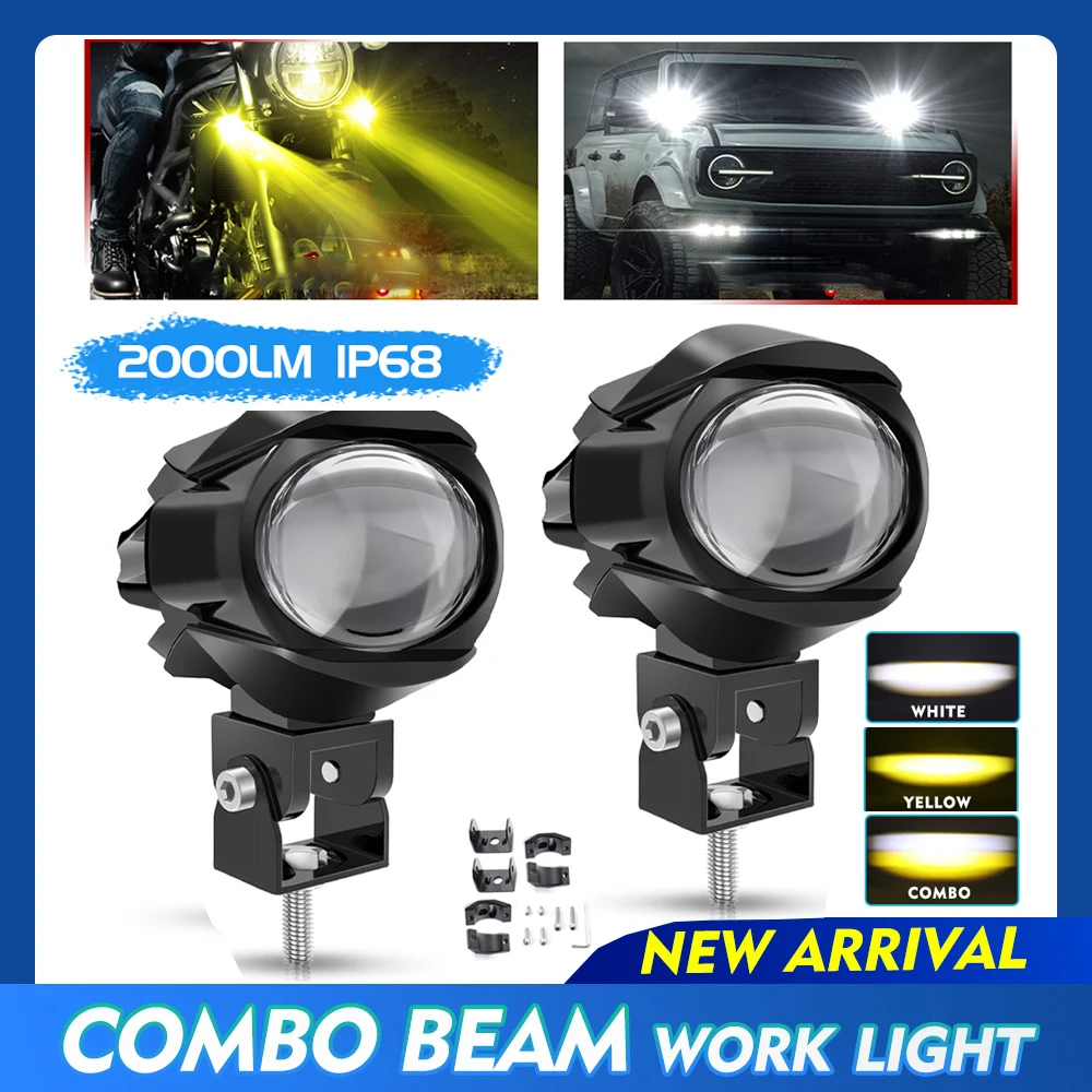 

3inch Car Led Work Lights Motorcycle LED Dual Color 3500K 6500K Mini Lens Headlight 12V 24V SUV ATV Auto Driving Fog Light