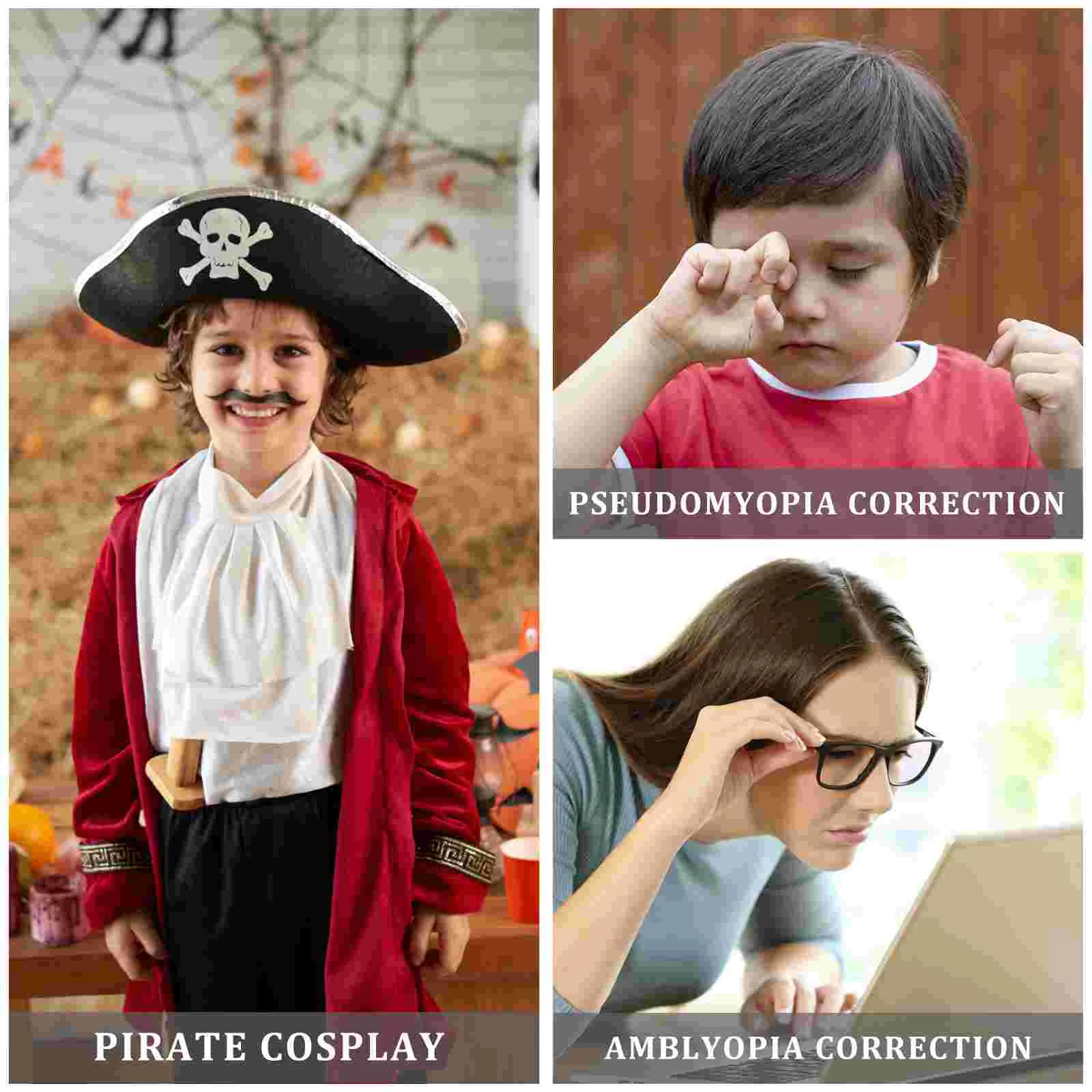 LIOOBO Pirate Eye Patch Comfortable Adjustable Single Eye Patch Eye Pad for Kids Teens Party Decor (Black)