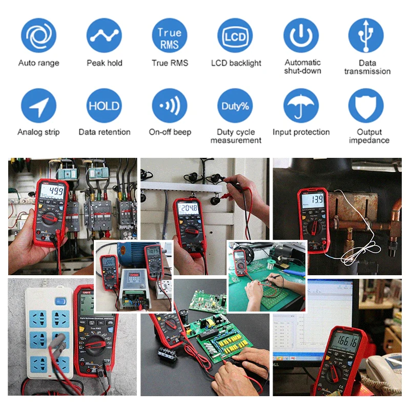 Multímetro Digital analógico, probador eléctrico profesional, amperímetro, voltímetro, UNI-T, UT61B, UT61D, UT61E Plus, 22000 recuentos