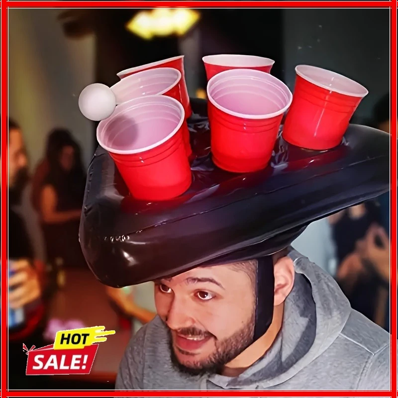 Juego inflable de lanzamiento de anillos de cerveza - Divertido juego para fiestas, perfecto para juegos de bebida en bares y celebraciones de cumpleaños (solo sombrero)