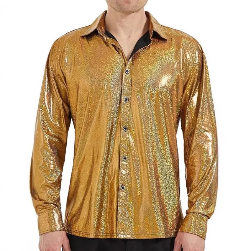 

Autumn Solid Color Versatile Small Broken Point Long-sleeved Shirt Casual Fashion Glossy Shirt Top