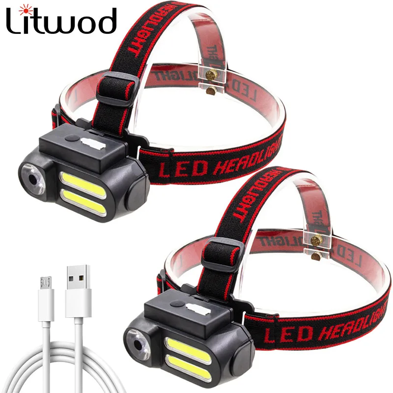 Led Headlamp XP-G Q5 COB USB Rechargeable Use 18650 Battery Headlight Waterproof Head Flashlight Lamp Torch Fishing Light Bulb