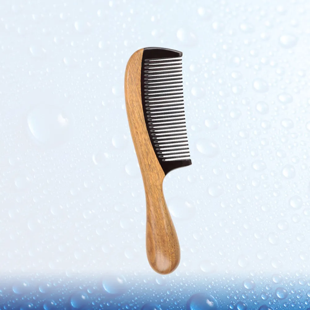 

Sandalwood Hair Comb Round Handle Teethed Anti-Static Massage Scalp Comb Stimulate Blood Circulation Headache Relief Thick