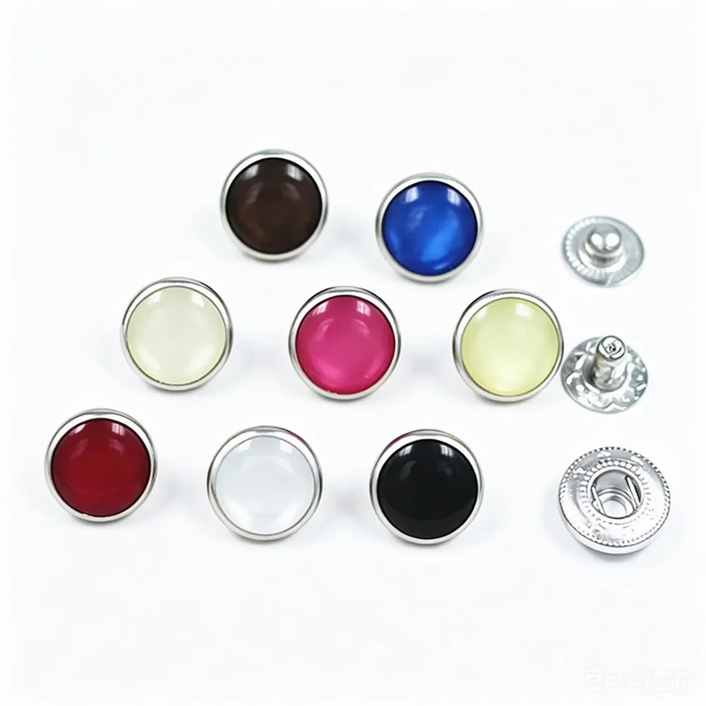50sets/lot Resin Snap Button Bodysuit Popper Children\'s Clothing Leather Bag Button,diy Sewing Resin Bread, Pearl Copper, 12mm