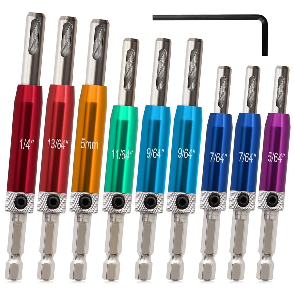 Self Centering Drill Bit Set 1/4Inch Hex Shank Vix Bit, 5/64In to 1/4In Center Drill Bit Set Custom Hinge Drill Bit Set