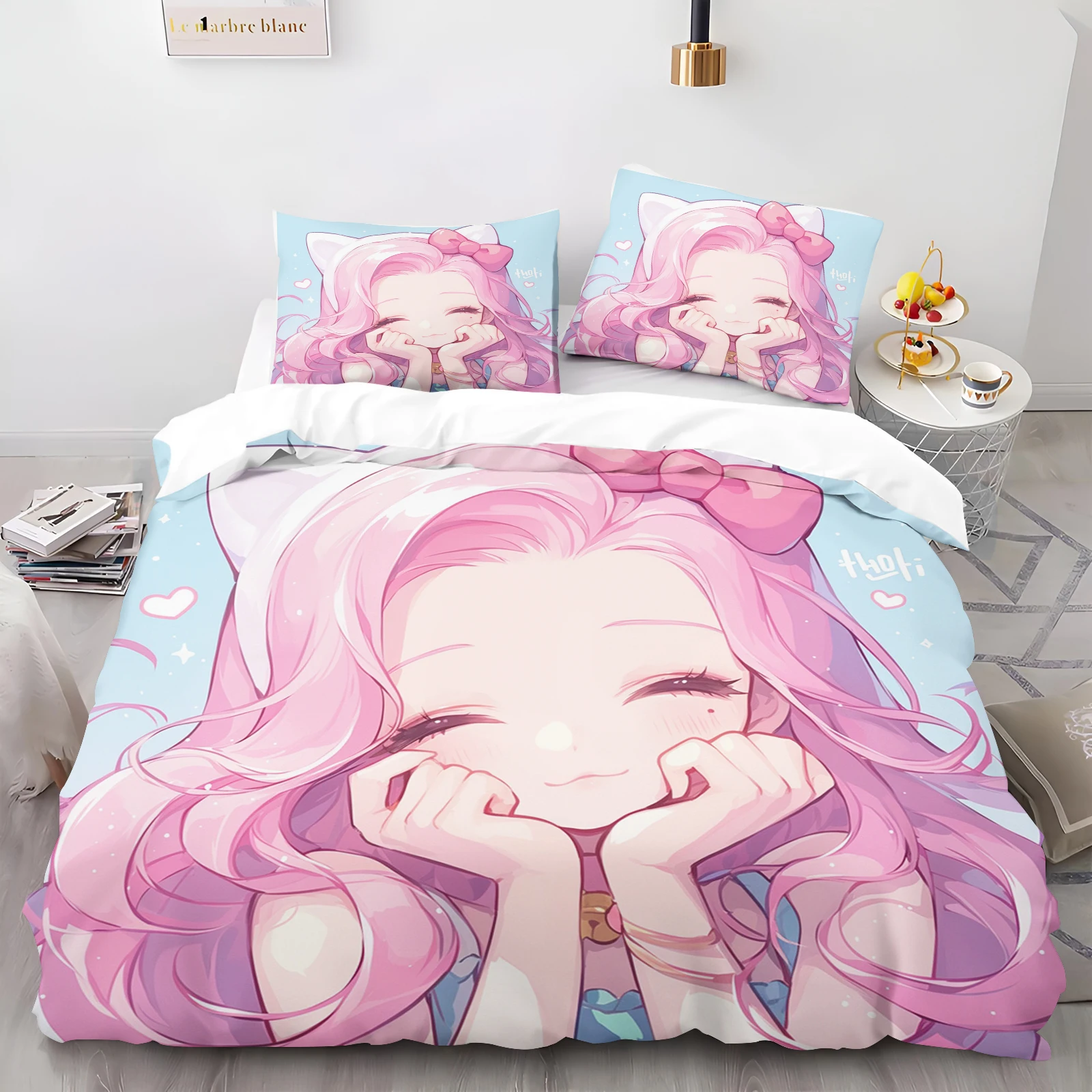 

Красивая пододеяльник для девочек, комплект из 3 предметов с рисунком животных, детское милое мягкое дышащее одеяло из полиэстера, анимационное постельное белье