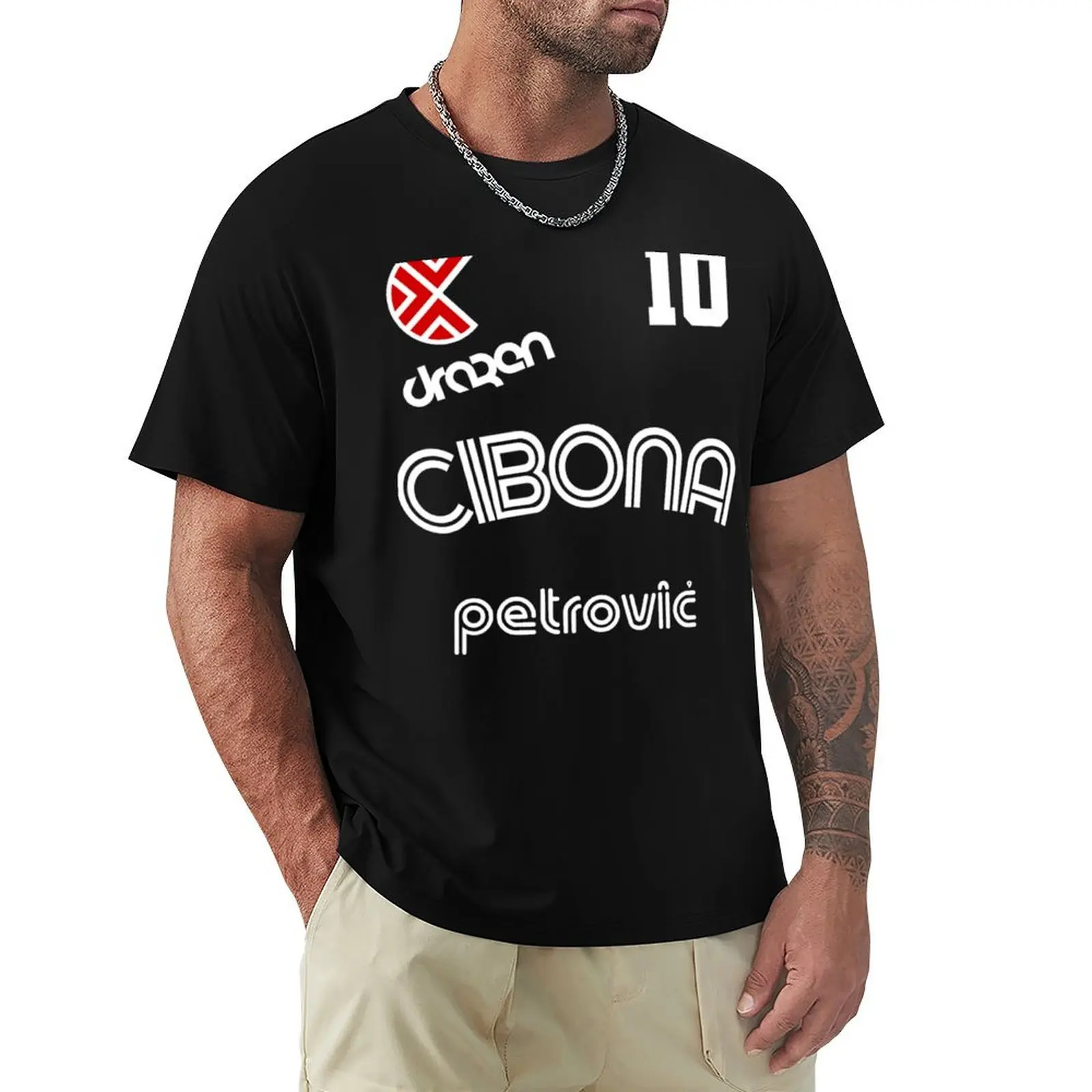Drazen Petrovic Retro Croatia Basketball Jersey T-Shirt Casual Loose Fit Summer Tee Shirt