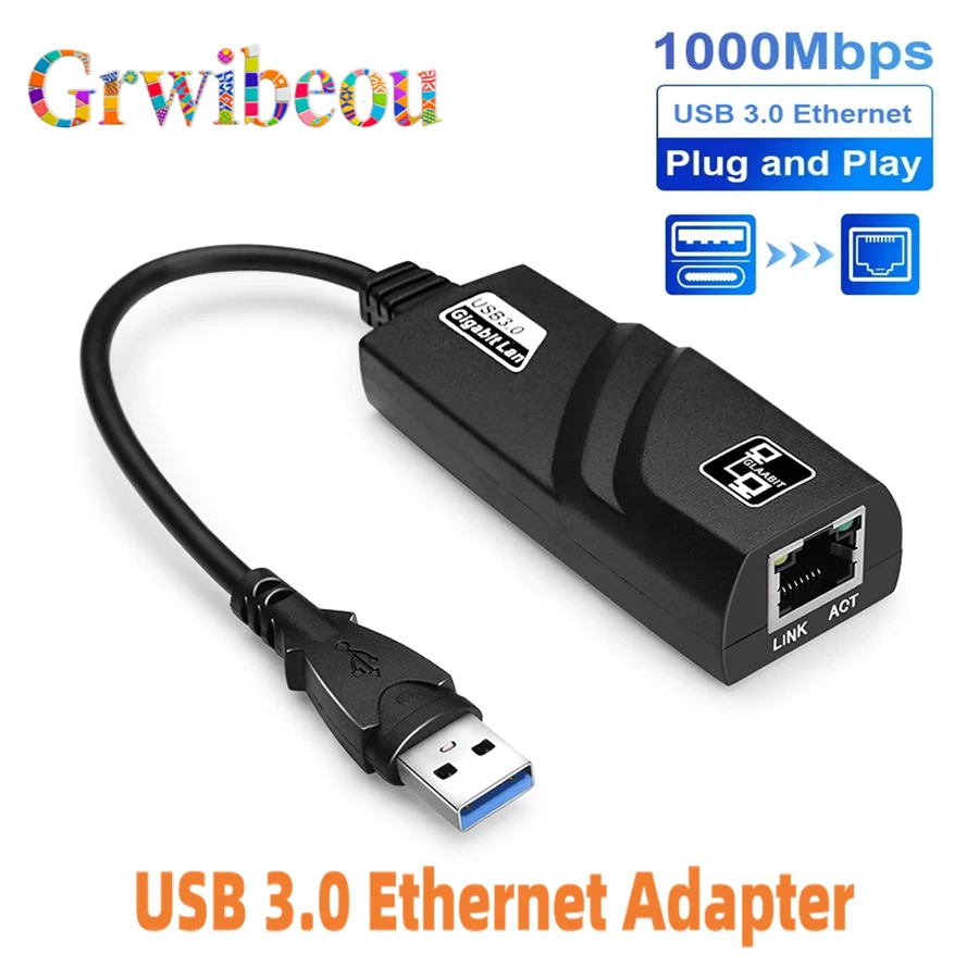 

GRWIBEOU 1000Mbps Wired USB 3.0 TypeC USB To Rj45 Lan Ethernet Adapter RTL8153 Network Card for PC Macbook Windows Laptop