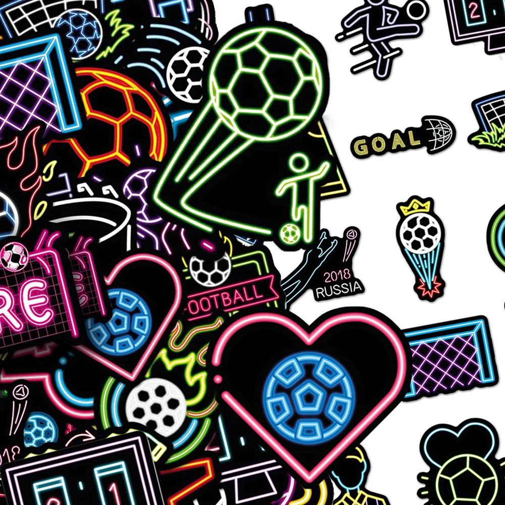 

10/30/50pcs Neon Football Creative Graffiti Stickers Cartoon Decals DIY Notebook Phone Laptop Cool Waterproof Sticker Toys Gift