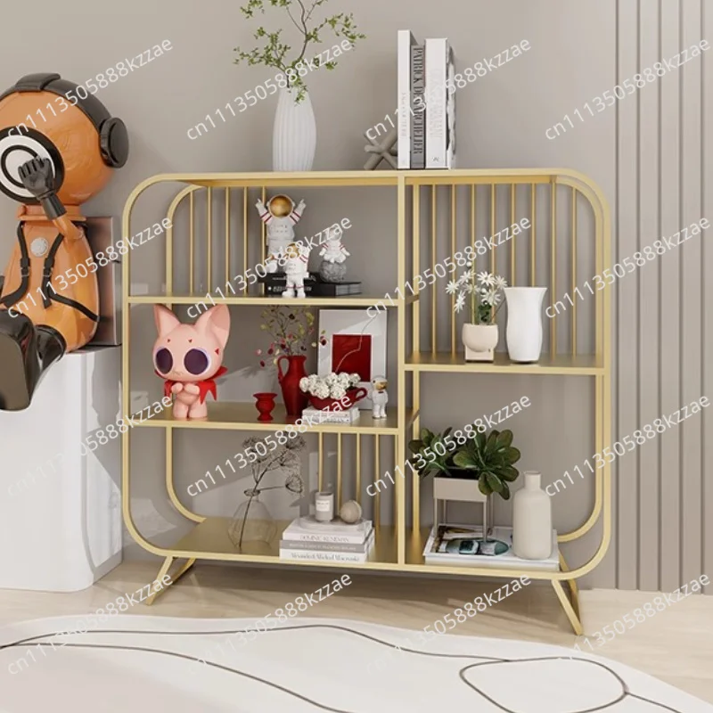 Nordic Iron Entryway Console Table Floor Standing Bookshelf Display for Living Room Multifunctional Industrial Organizer Rack