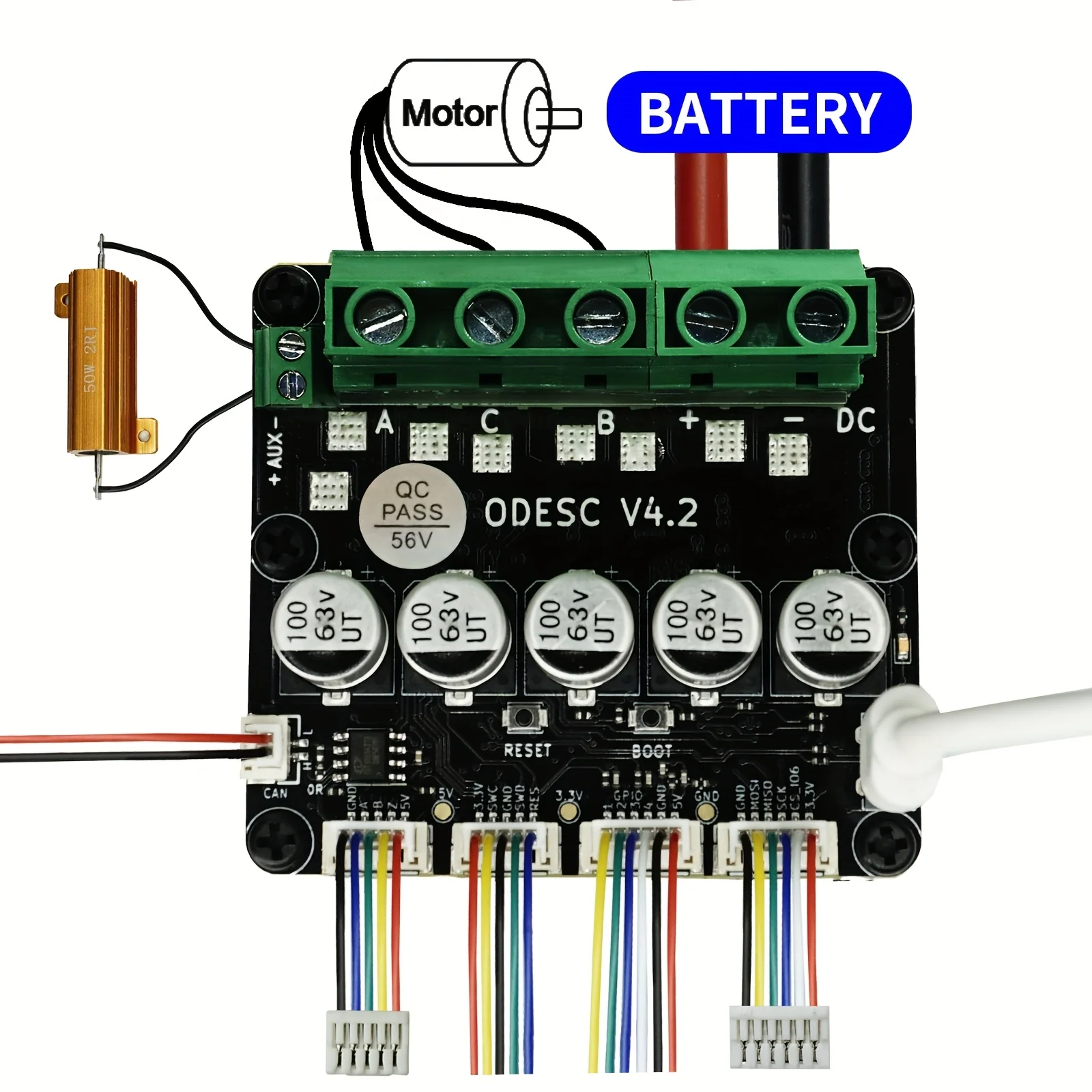 V4.2 Single-Drive High-Current High-Precision Brushless Servo Motor Controller, Based On ODrive3.6 Upgrade