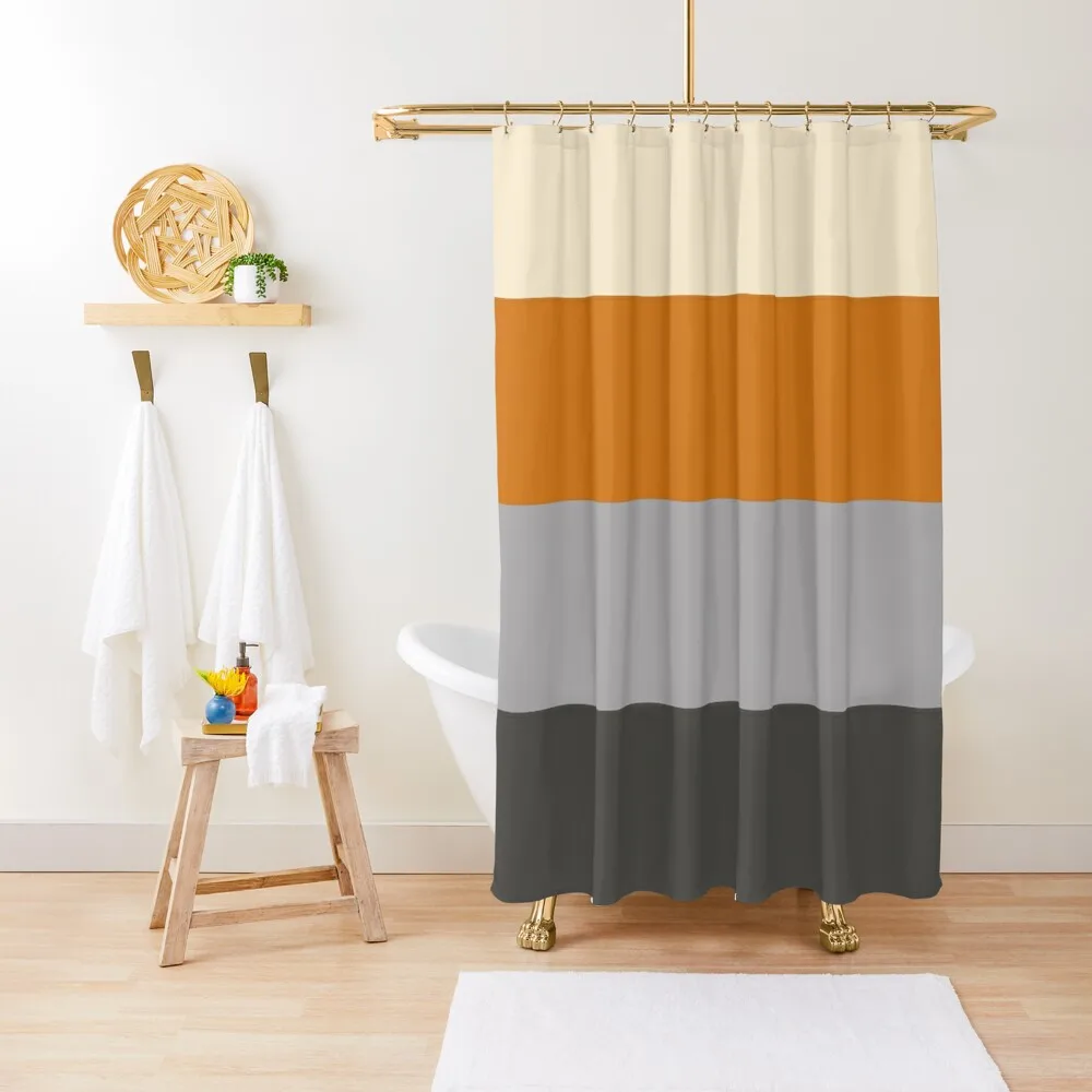 

Minimal Abstract Vintage Cream Orange Grey 15 Shower Curtain For The Bathroom Washable Waterproof Fabric Shower Curtain