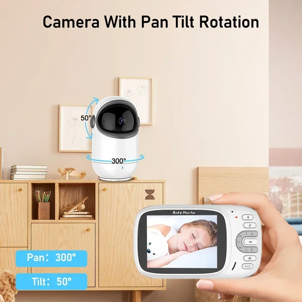 2024 New Smart Baby Monitor 4.3inch PTZ LCD Video Surveillance Bebe Camera Temperature Infrared Night Vision Maternal Intercom