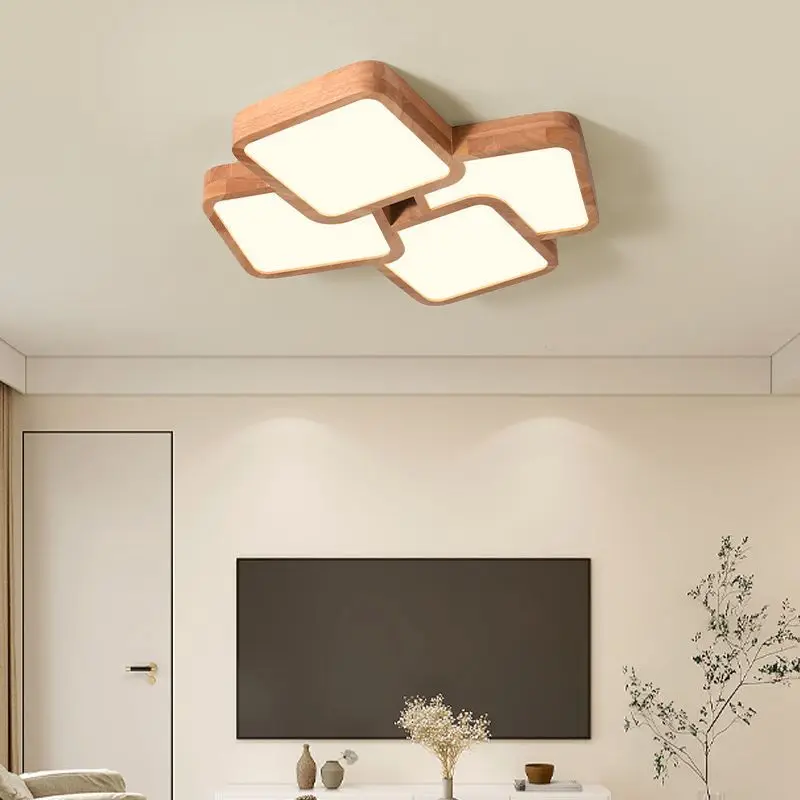 Living room cream simple modern creative personality wooden Chinese style design atmospheric hall ceiling light