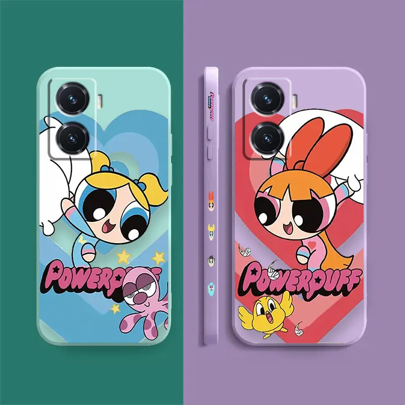 Case For VIVO Y55S Y31 Y33S Y55 Y35 Y51S Y52S Y53S Y66 Y73S Y77 5G Y85 Case Funda Cqoue Shell Capa Cartoon The Powerpuff Girls