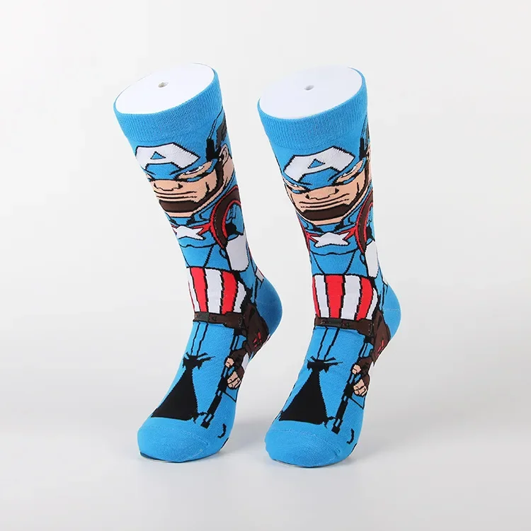 

Captain America Cartoon anime casual sports jacquard cotton mid length socks