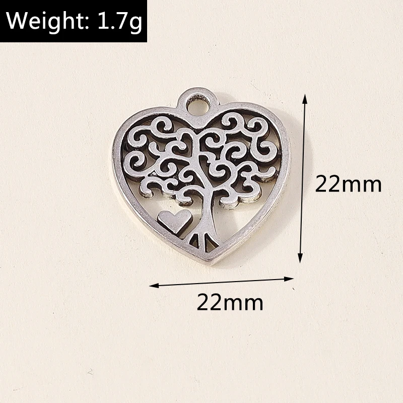 20 Stück 22x22mm Niedliche Legierungs-Liebesherz-Baum-Anhänger für Schmuckherstellung, Ohrhänger, Halsketten, Armbänder, DIY-Bastelbedarf – Detail 1