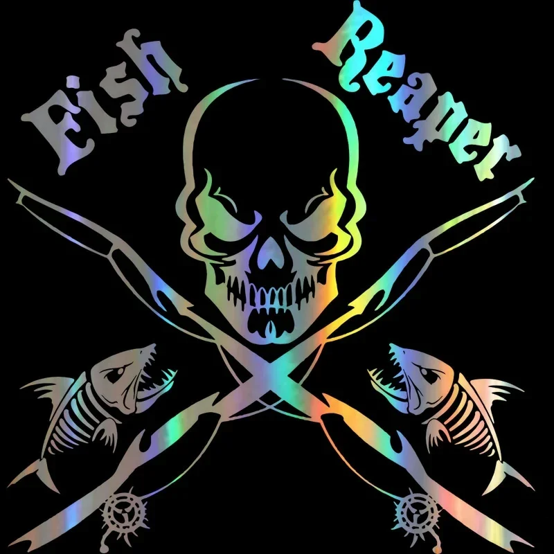 

Car Sticker 3D Fish Reaper Skull Fishing Rod Sticker on Car Funny Stickers and Decals Vinyl Car Styling,17CM*17CM