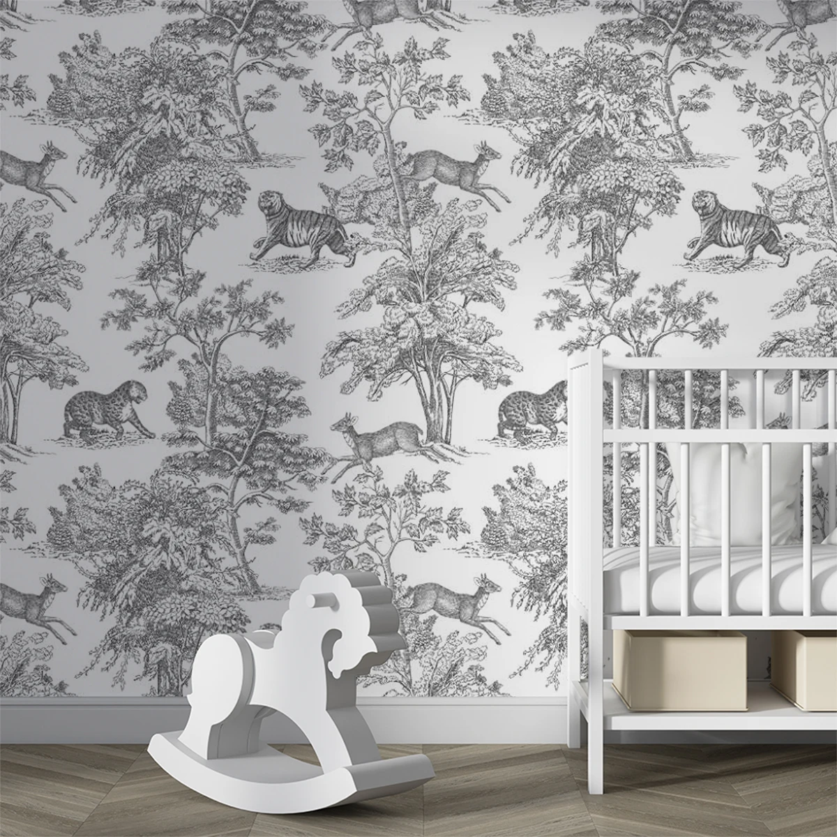Custom 3D Mural Wallpaper Black White Sketch Jungle Wild Animals Tiger  Peel And Stick Wall Mural For Living  Bedroom Home Decor
