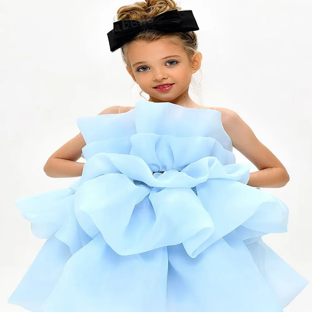 Annabelle Elegantes vestidos puffy para menina, comunhão até o joelho, florista, vestidos infantis para festa de casamento