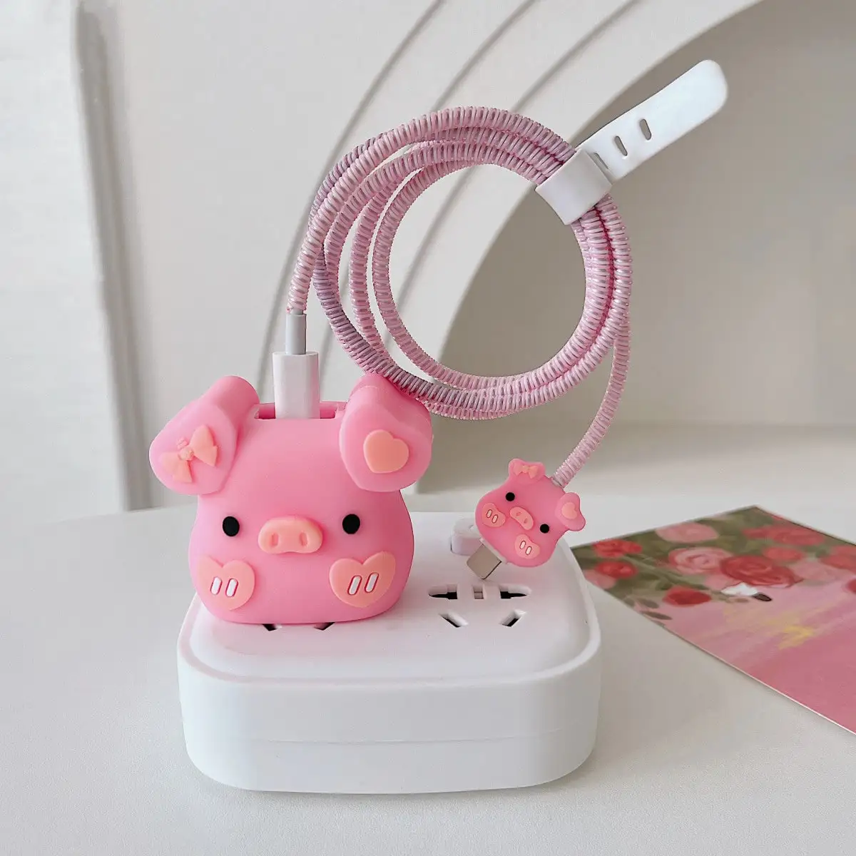 4pcs/Set 3D Cute Cartoon Fast Charger Protector 18W 20W For IPhone Charging Cable Head Cover Accessory Charge Cable Protector