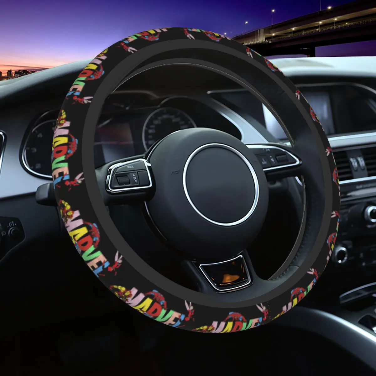 Kawaii Captain America Superhero Steering Wheel Cover Soft Steering Wheel Protector Universal Fit 14.5-15 Inch Car Accessories