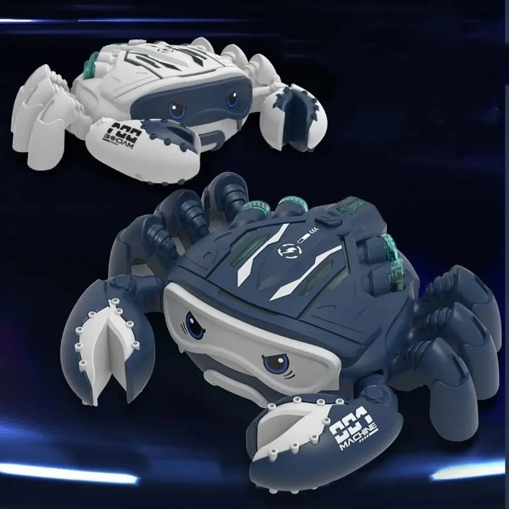 LED Lights Electric Spray Crawling Crab Music Light Sound Effects Electric Shark Robotic Toy Auto-Drive Multi-Function