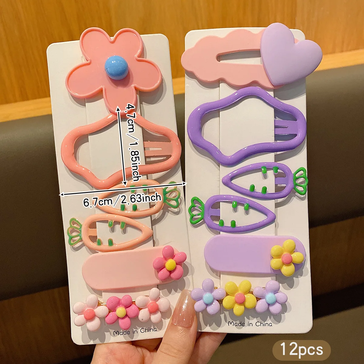 12 sweet and colorful hair clips, Korean version BB clip, suitable for daily use as hair accessories image 2