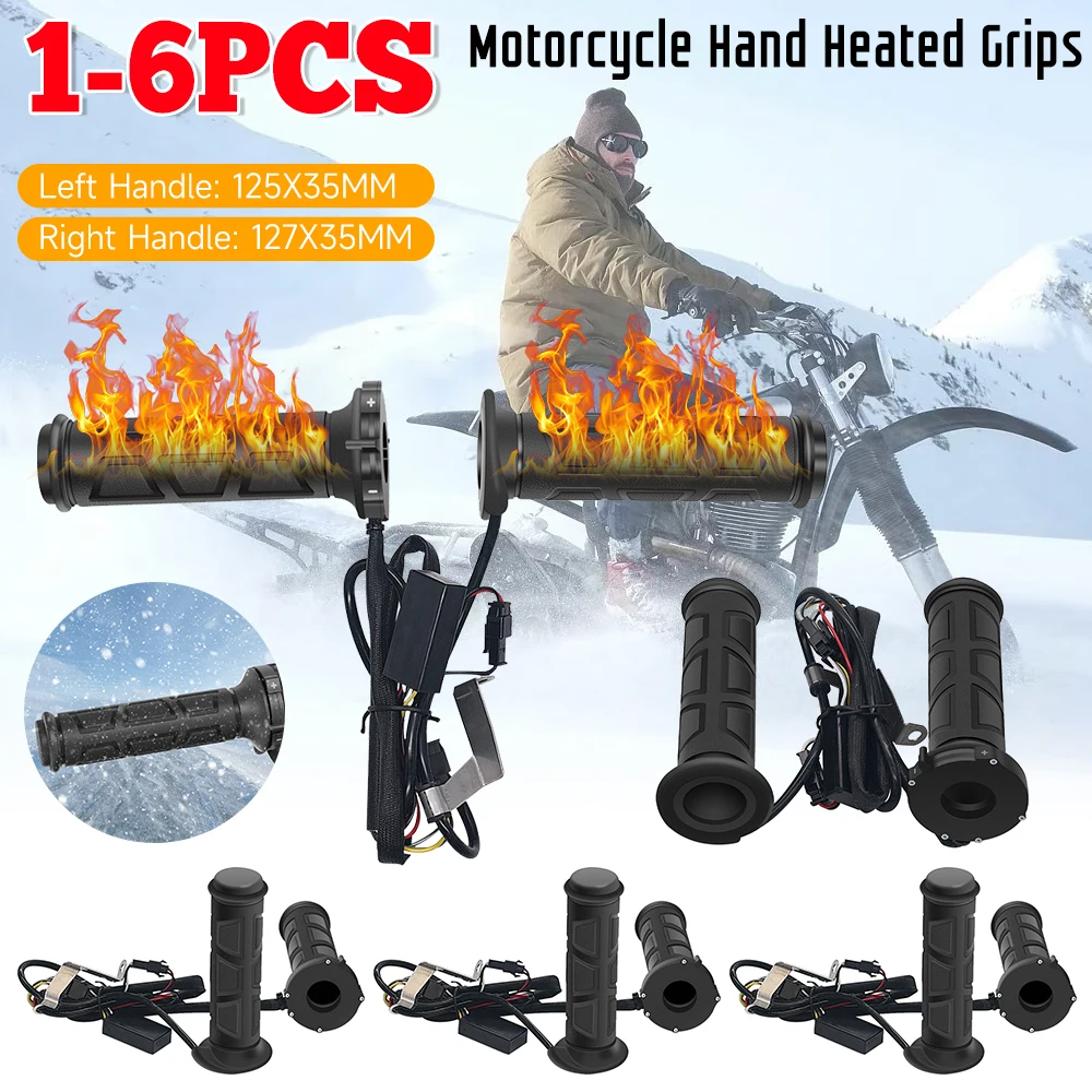 1-6PCS Motorcycle Heated Hand Grip Electric Hot Heated Grip Universal Scooter Bar Hand Warmer For Bike Motorcycle Scooter Winter